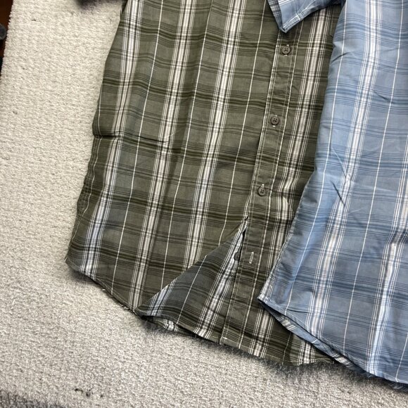 Lot x2 Mountain Ridge Button Up Shirt Mens M  Blue & Green Plaid Short Sleeve - Picture 5 of 16